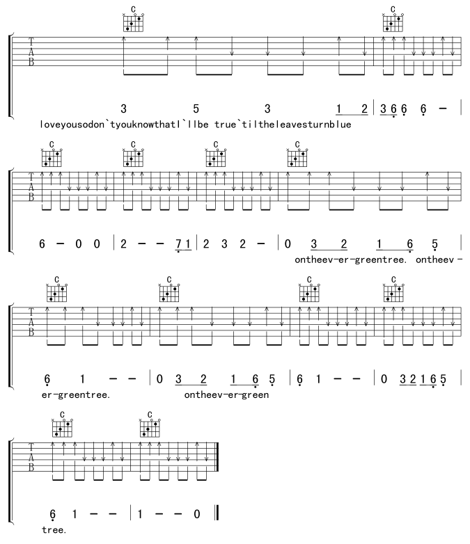 evergreen tree吉他谱( 六线谱)-吉他谱（图3）