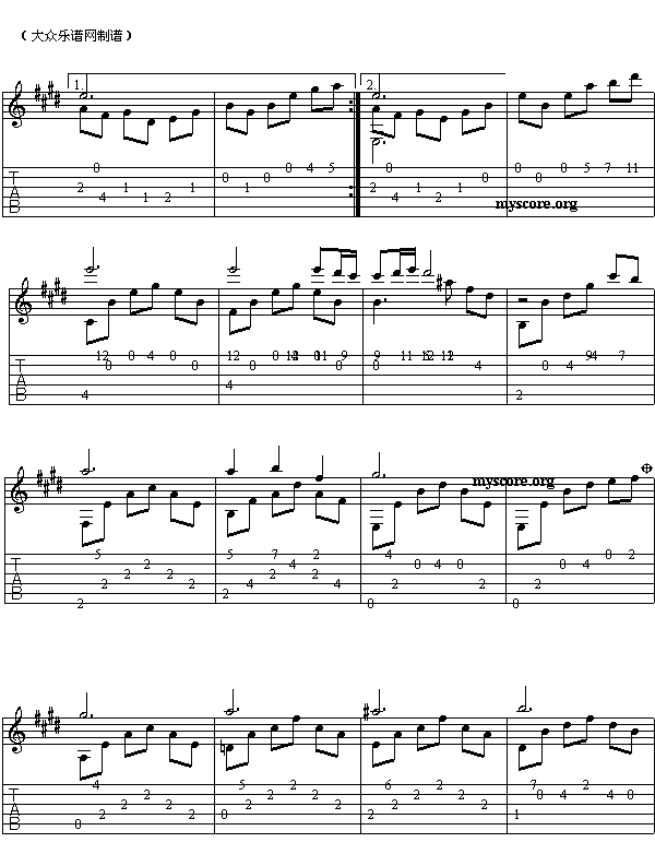 卡伐纳蒂吉他谱（图2）