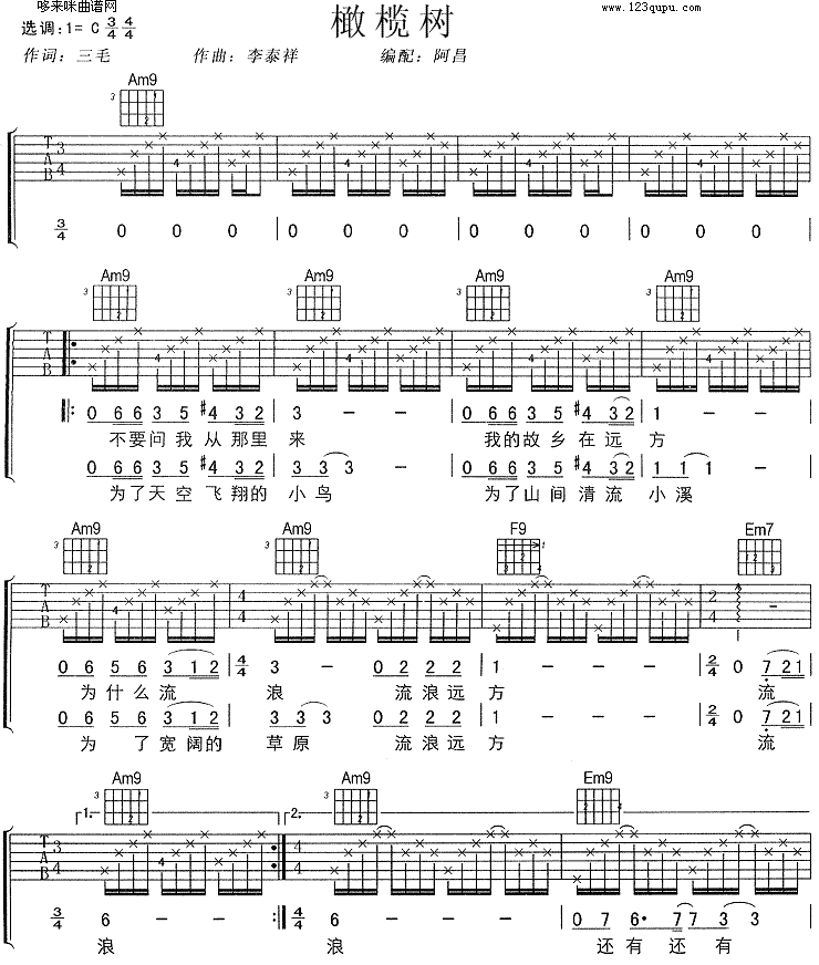 橄榄树 (孙燕姿)吉他谱（图1）