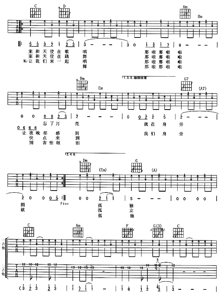 天使街 (水木年华)吉他谱（图3）