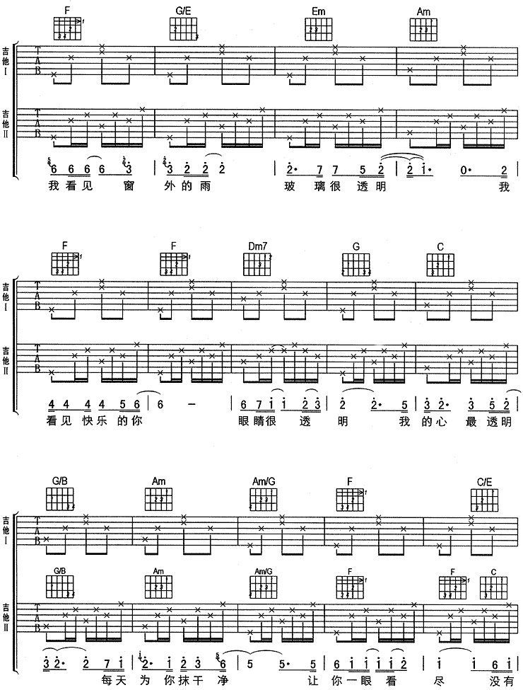 透明（刘若英）吉他谱（图2）