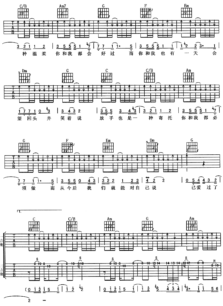 放手 (阿杜)吉他谱（图2）