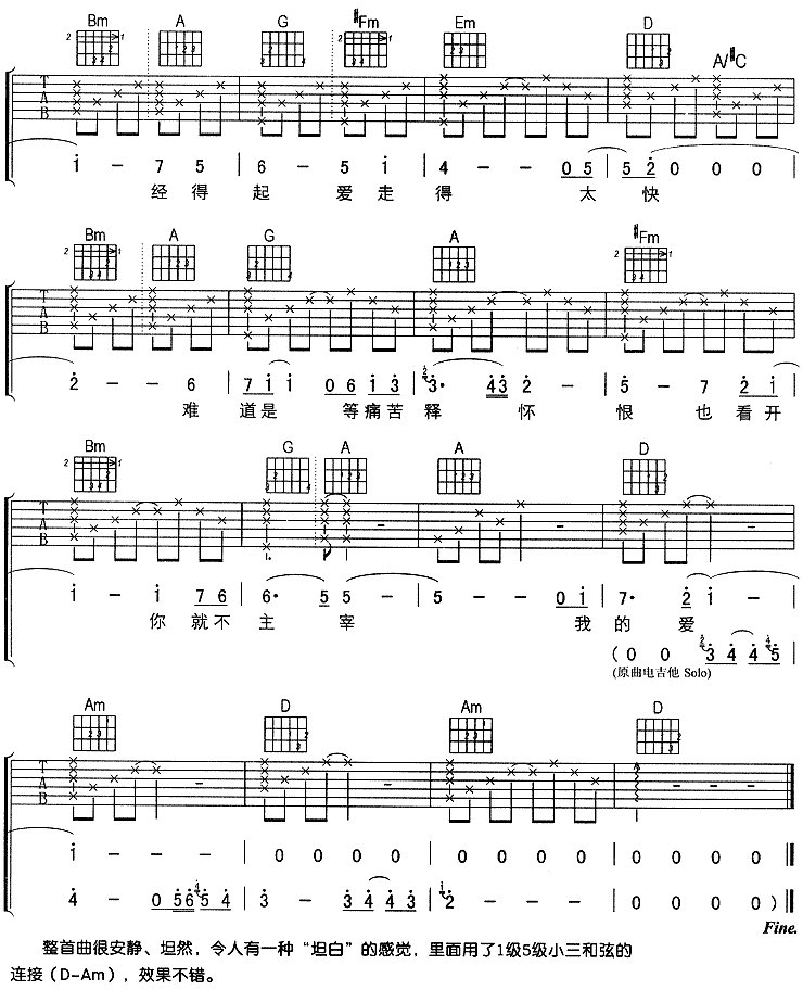 坦白（刘若英）吉他谱（图4）
