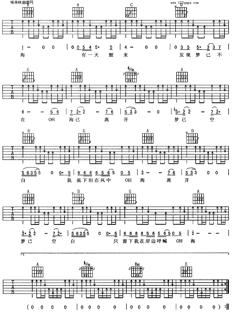 海(羽泉)吉他谱（图2）