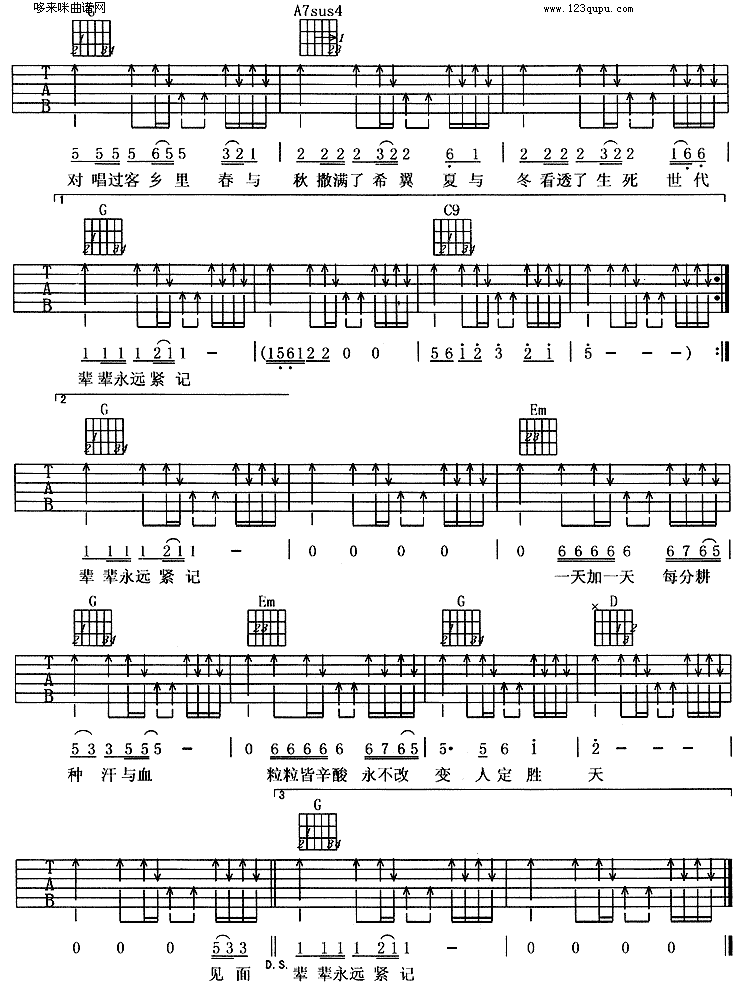 农民(黄家驹)吉他谱（图2）