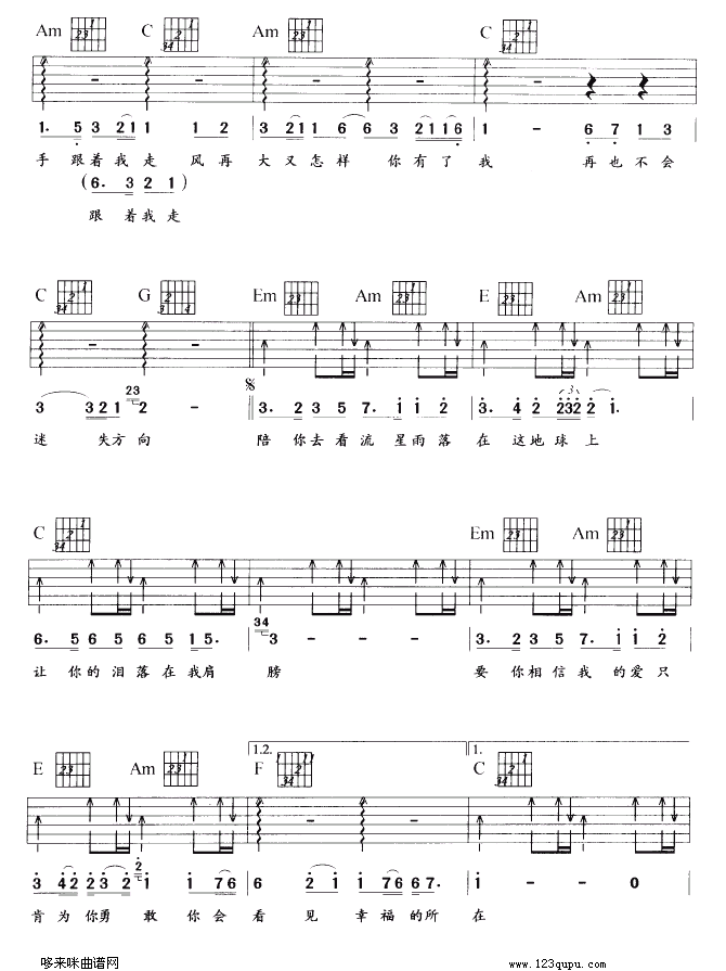 流星雨（F4）吉他谱（图2）