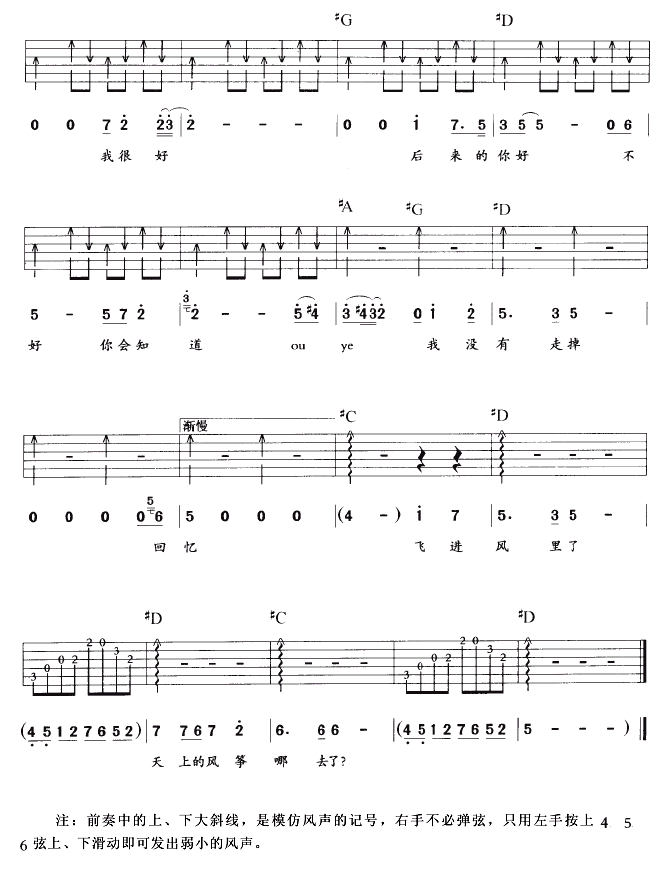 风筝（孙燕姿）吉他谱（图5）