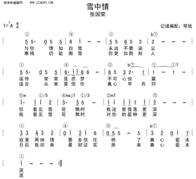雪中情—张国荣吉他谱（图1）