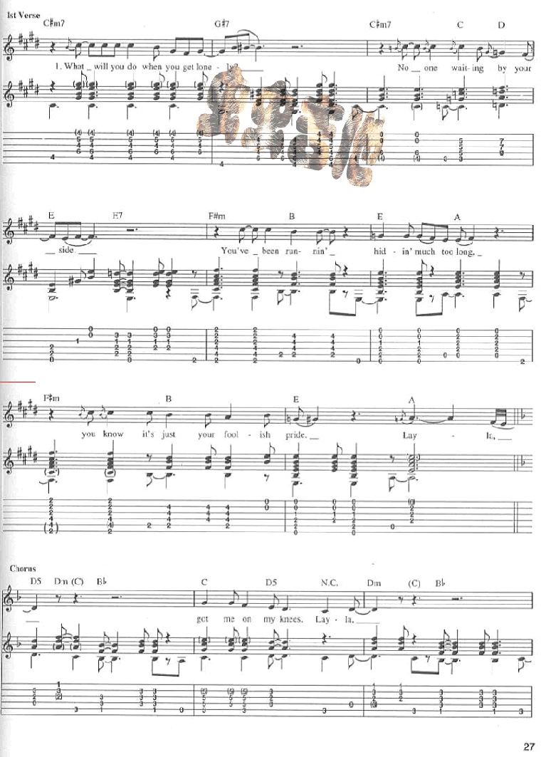 Layla-Eric Clapton克莱普顿(原版吉他谱)吉他谱（图2）