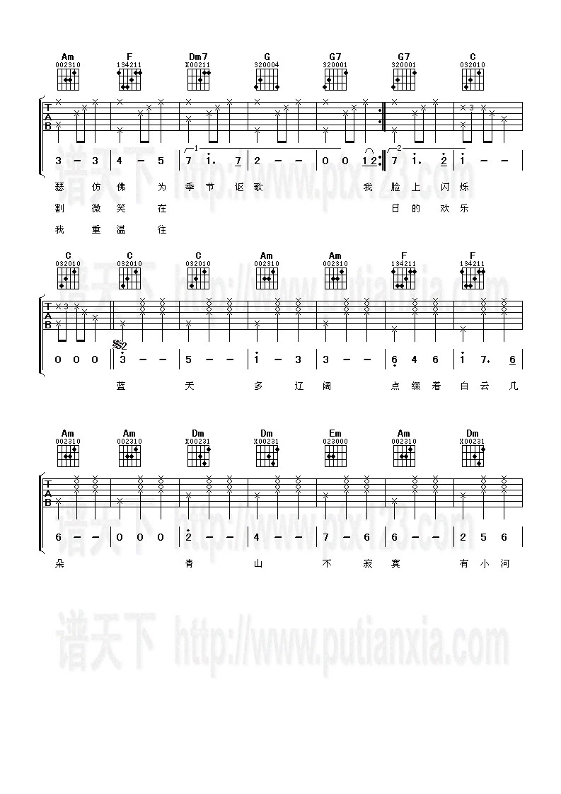 垄上行吉他谱（图2）