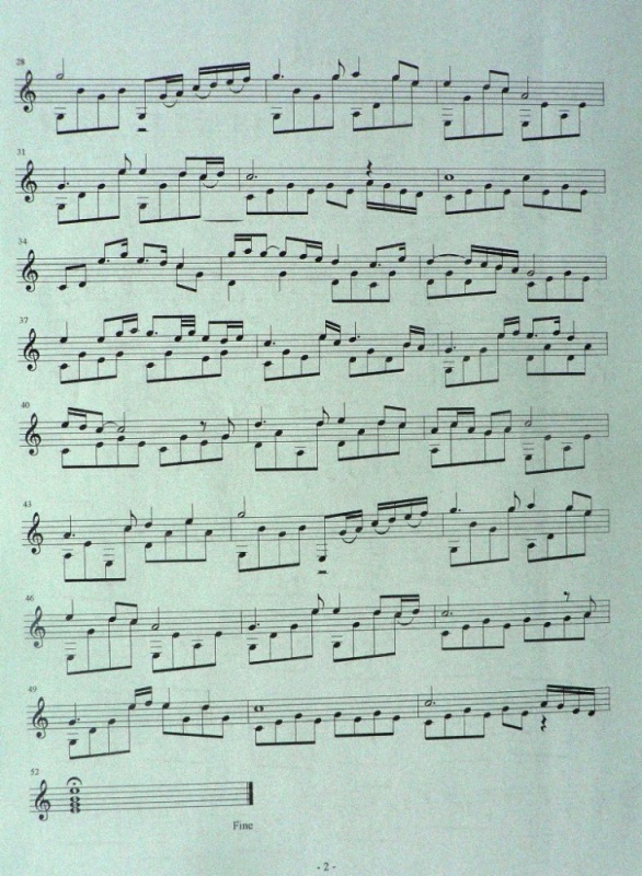 望春风独奏曲（五线谱)吉他谱（图2）