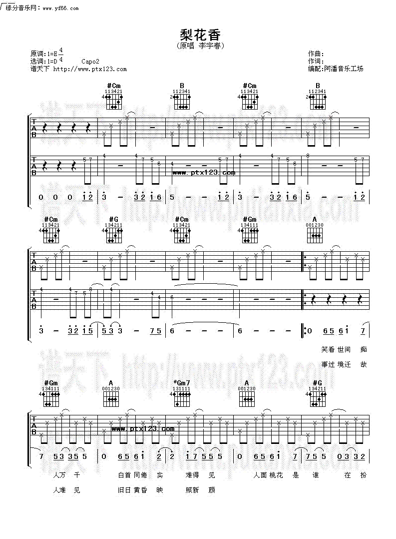 梨花香吉他谱（图1）