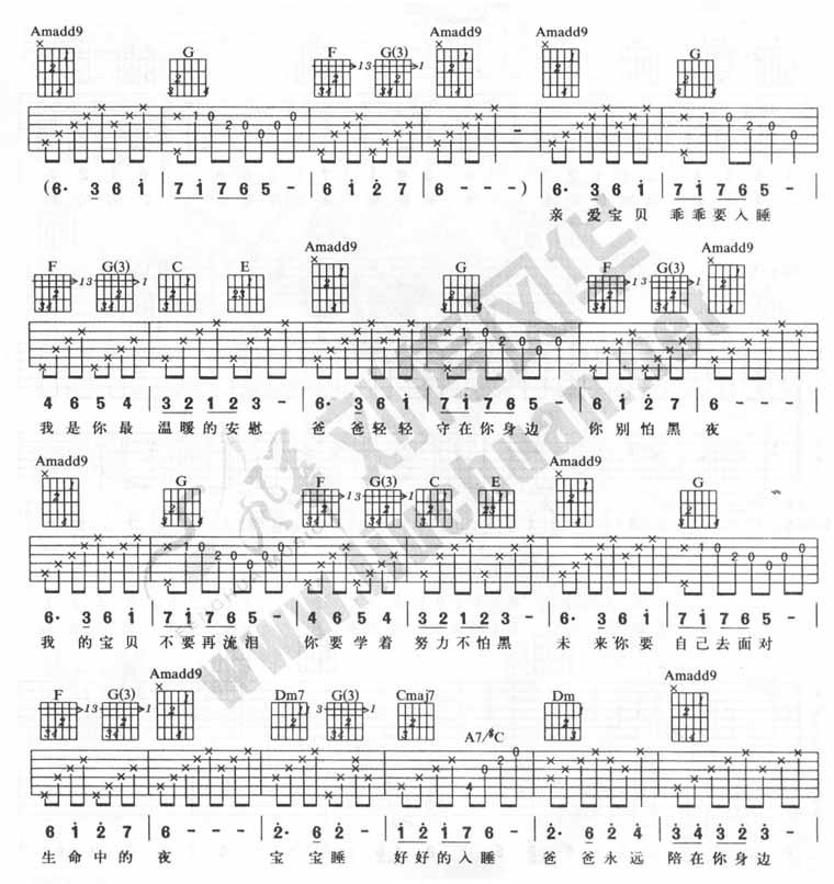 摇篮曲—动力火车吉他谱（图1）