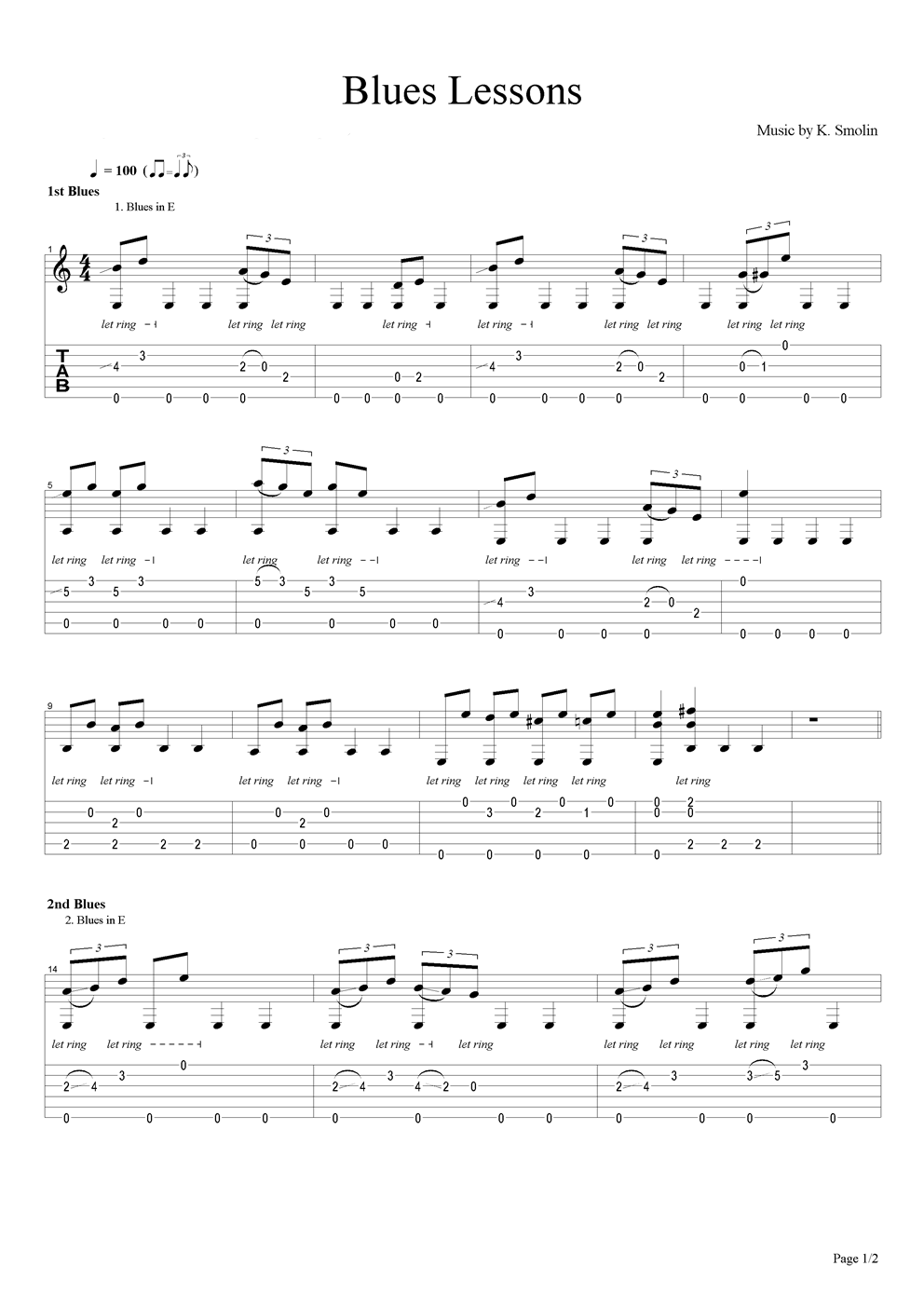 Blues Lessons吉他谱（图1）