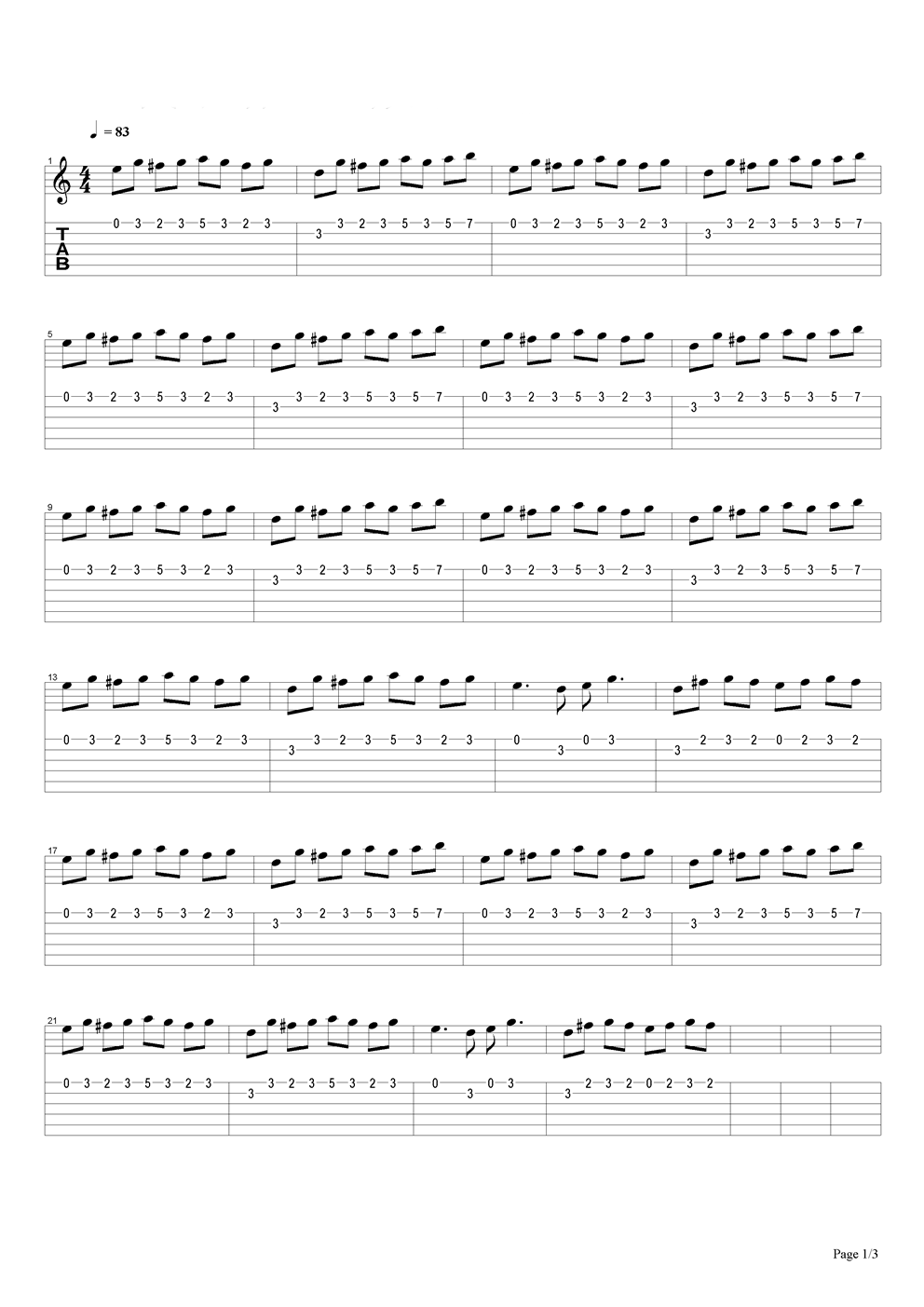 投降吉他谱（图1）