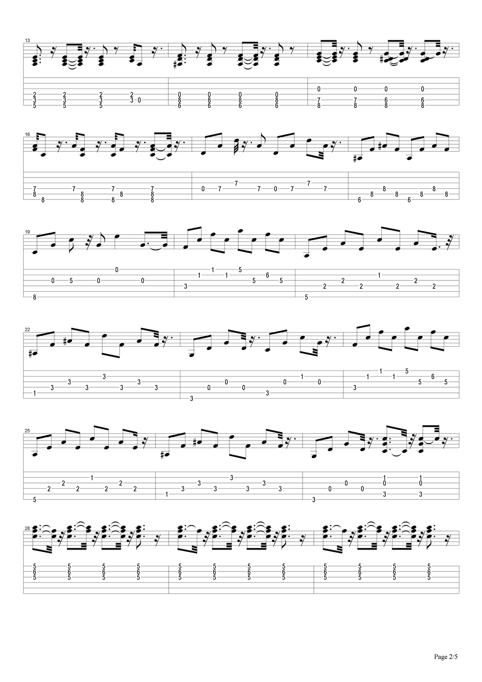 天空吉他谱（图2）