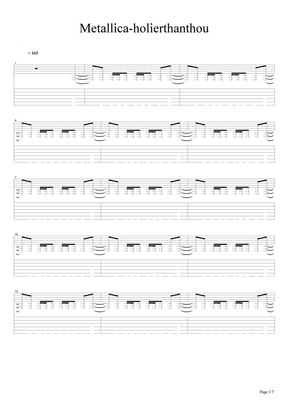 Metallica-holierthanthou吉他谱（图1）