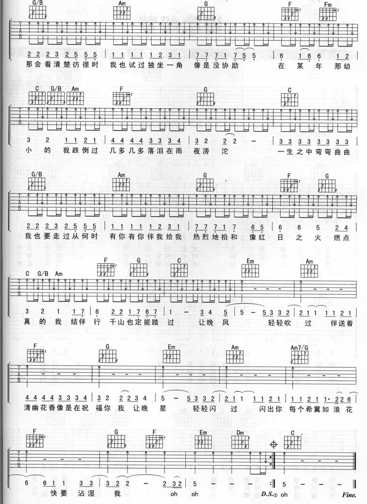 红日吉他谱（图2）