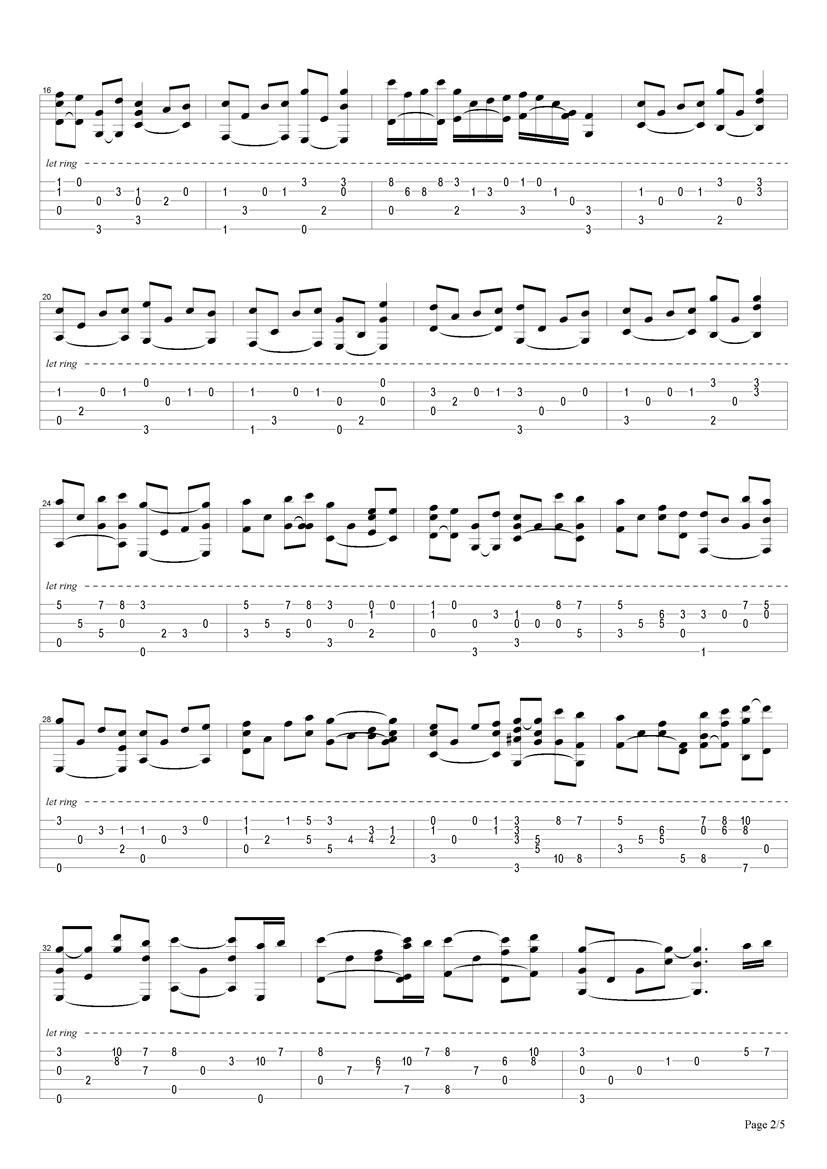 知足（指弹版）吉他谱（图2）