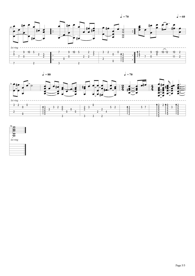 知足（指弹版）吉他谱（图5）