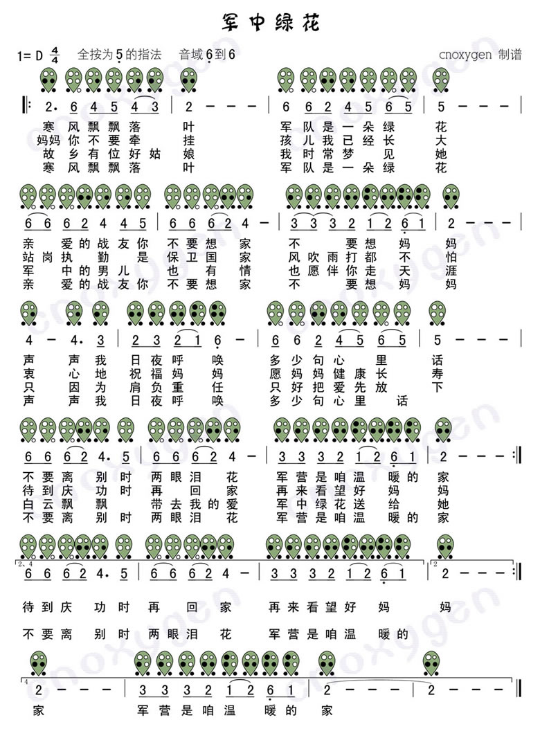 军中绿花 [陶笛谱]其它曲谱（图1）