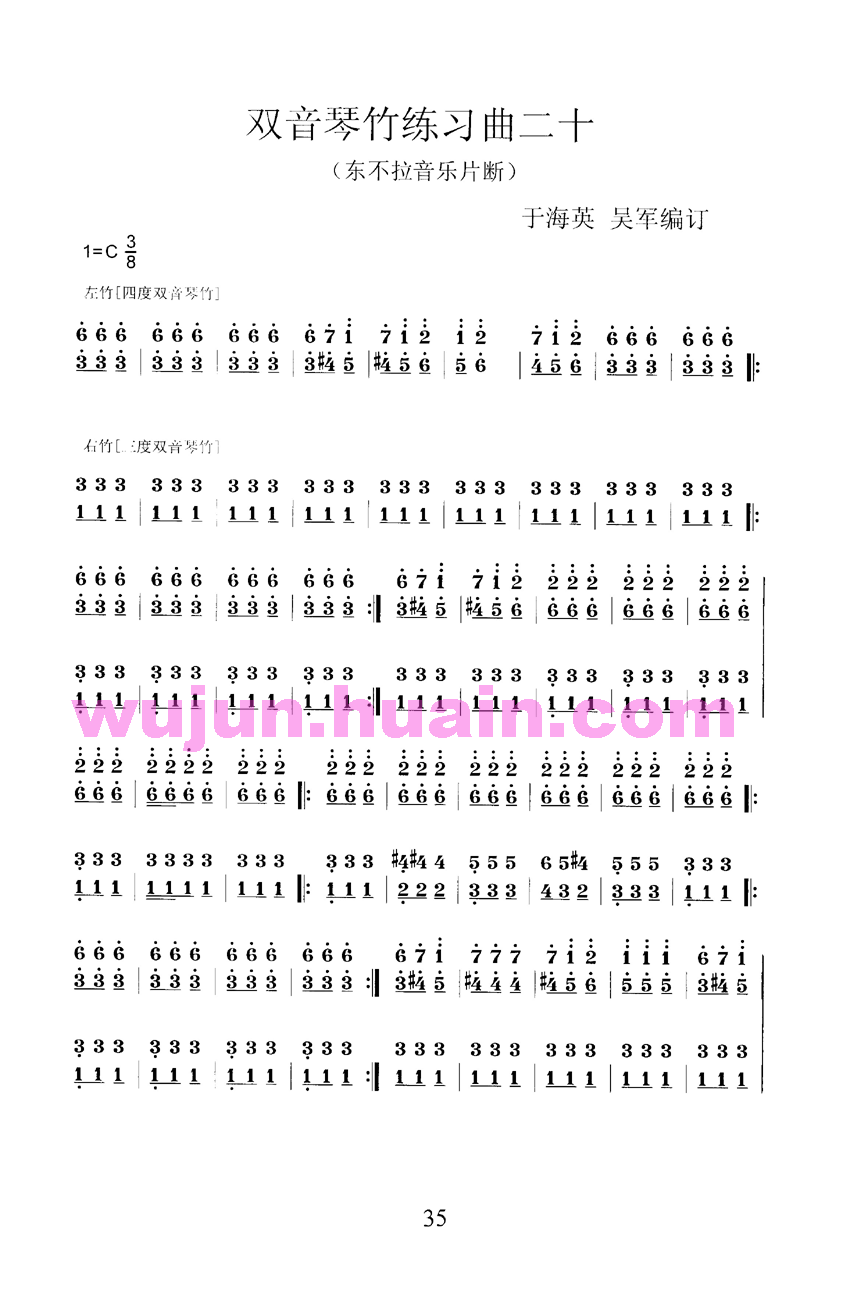 扬琴双音琴竹练习曲30首之二十其它曲谱（图1）