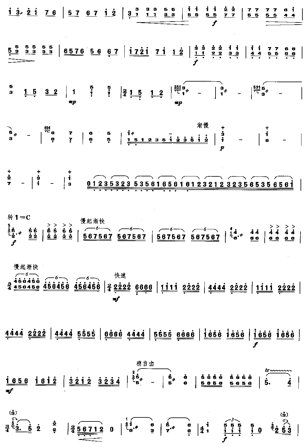 评弹主题幻想曲 [简谱版]（独奏共5张）其它曲谱（图4）
