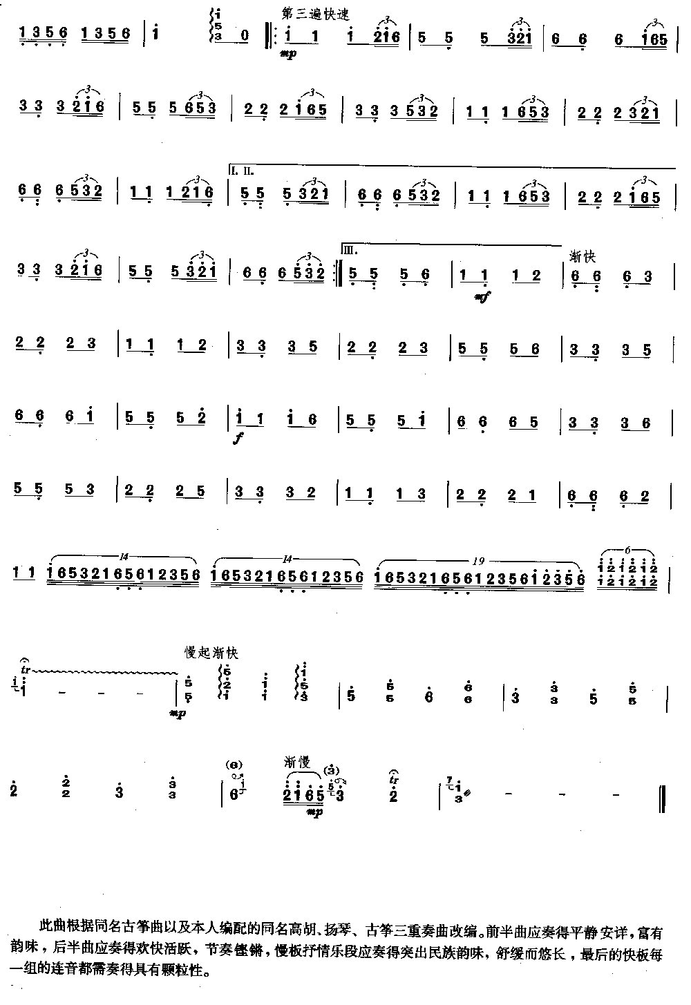 渔舟唱晚 [简谱版]（独奏共3张）其它曲谱（图3）