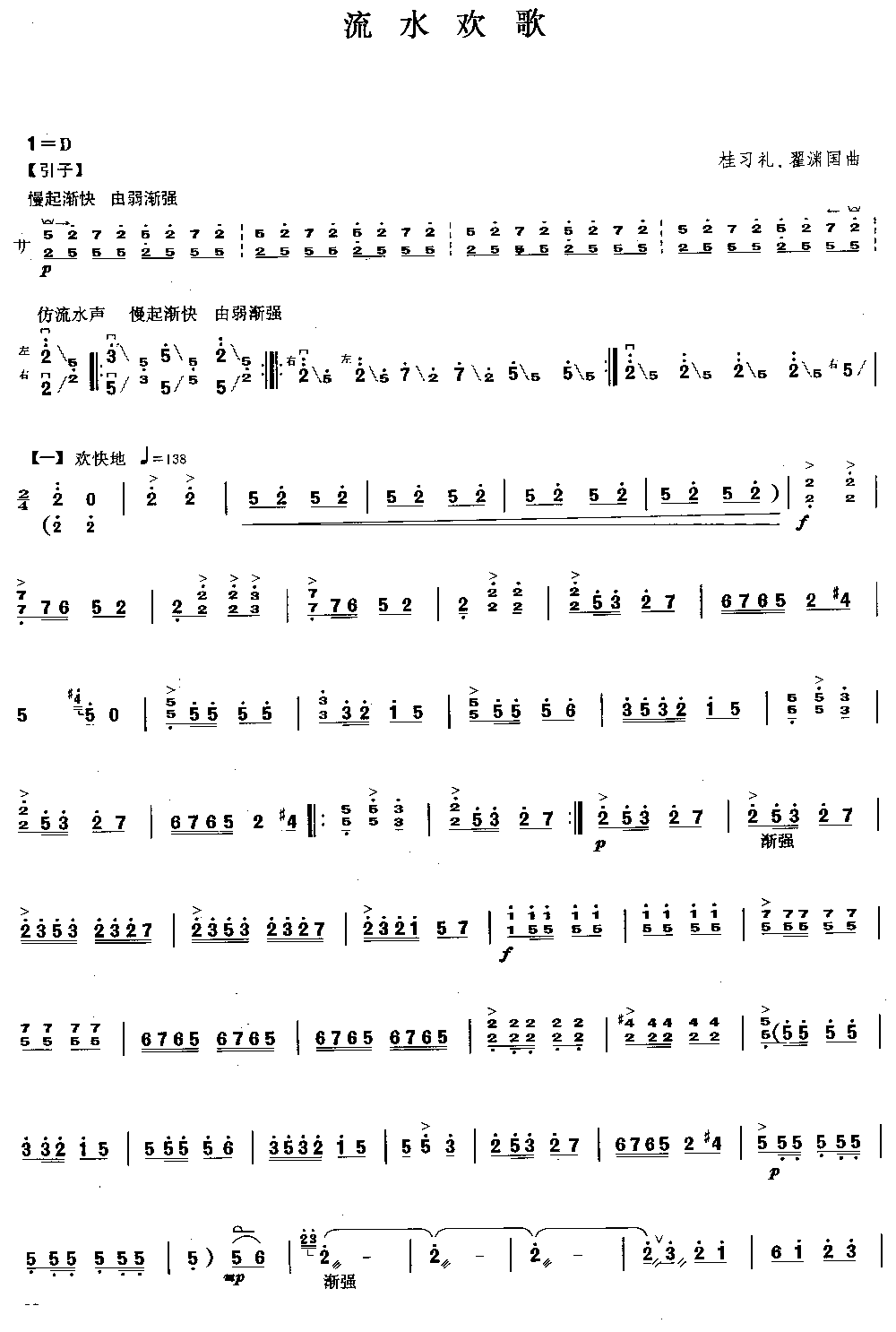 流水欢歌 [简谱版]（独奏共5张）其它曲谱（图1）
