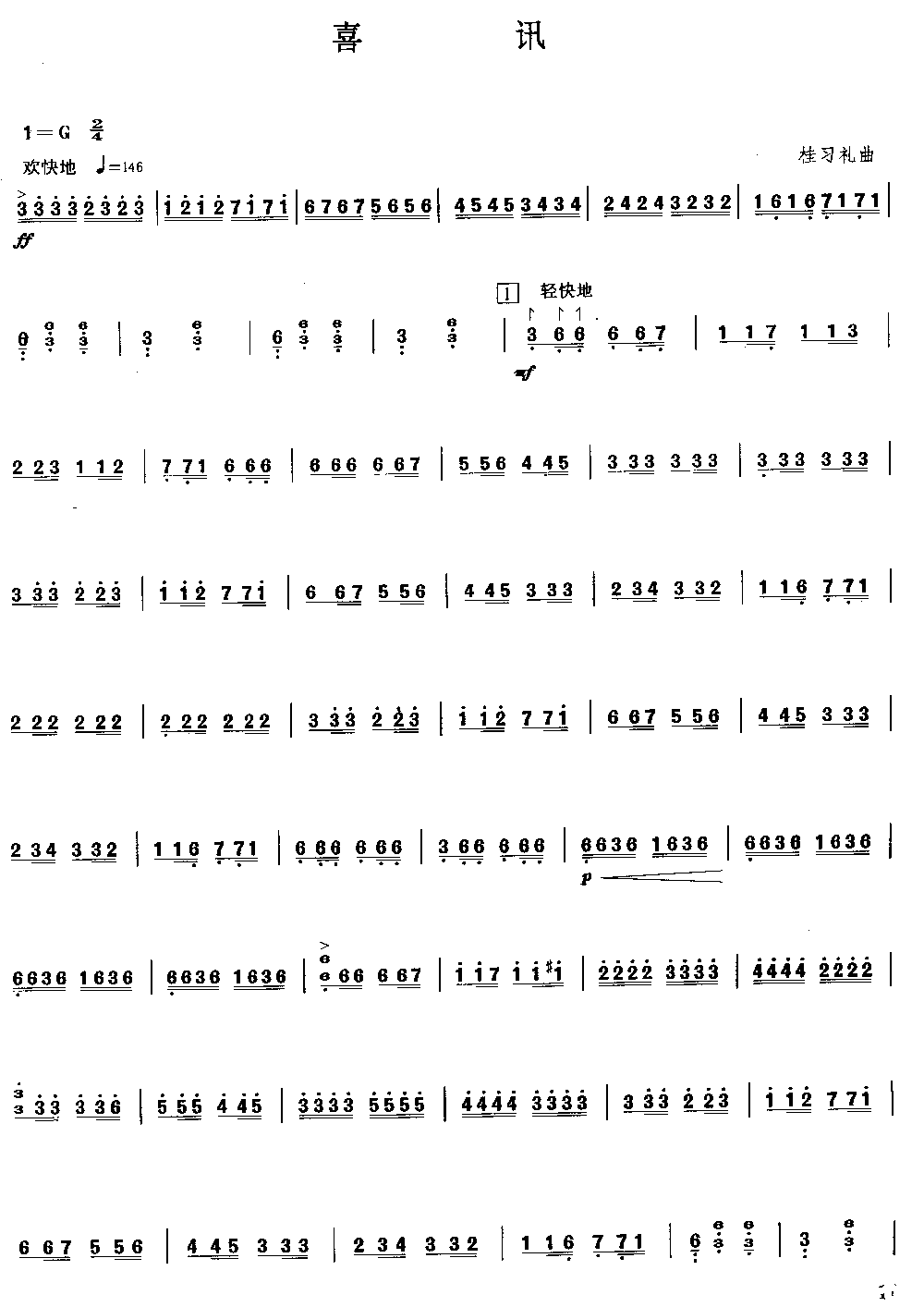 喜讯 [简谱版]（独奏共3张）其它曲谱（图1）