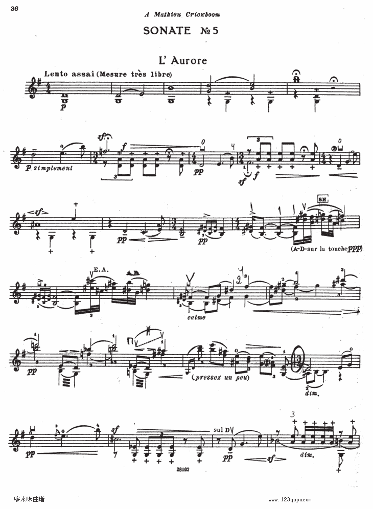 伊萨伊小提琴奏鸣曲（sonate No5）其它曲谱（图1）