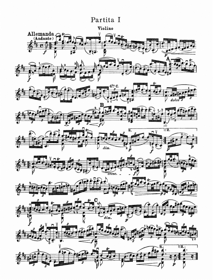 巴赫小提琴变奏曲1其它曲谱（图1）