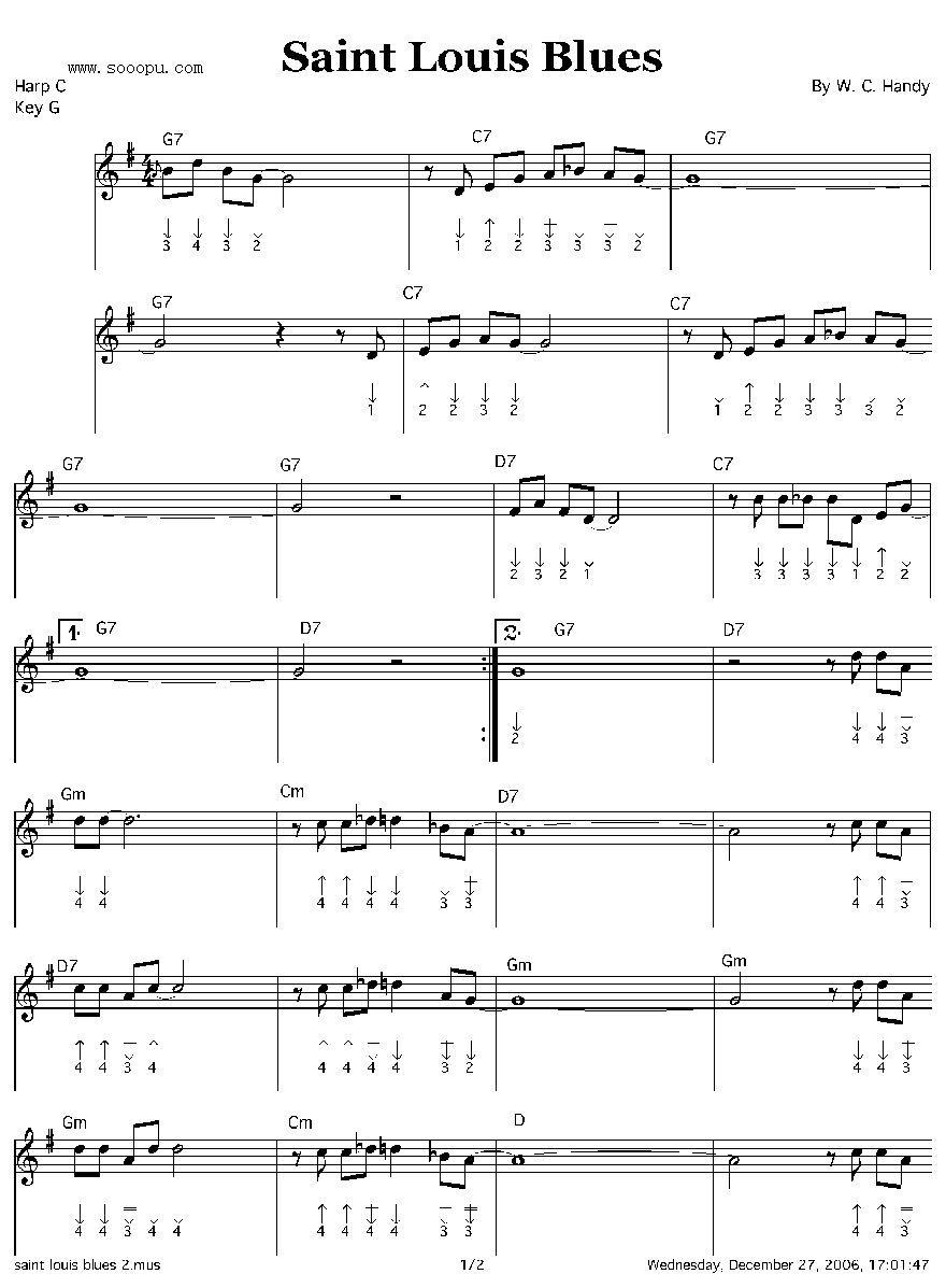saint louis blues 口琴谱其它曲谱（图1）