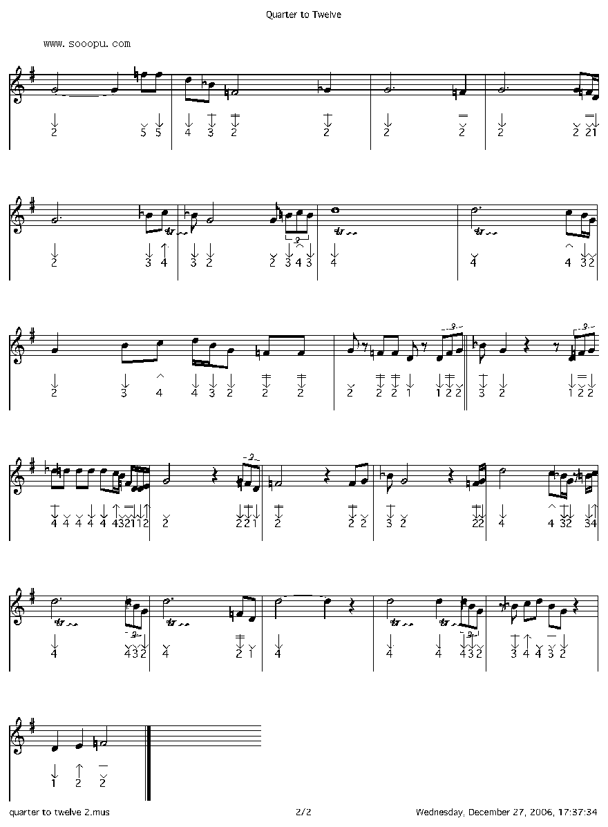 quarter to twelve 口琴谱其它曲谱（图2）
