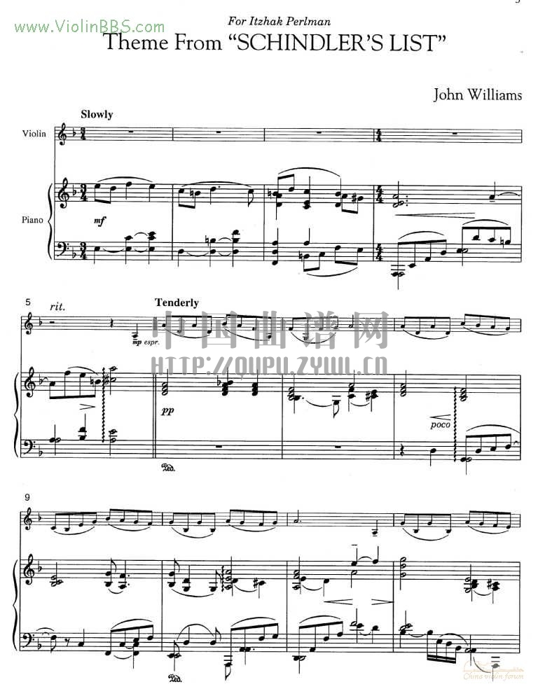 辛德勒名单 (约翰·威廉姆斯)主题曲+钢琴伴奏谱其它曲谱（图3）