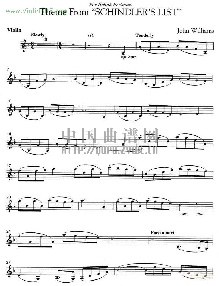 辛德勒名单 (约翰·威廉姆斯)主题曲+钢琴伴奏谱其它曲谱（图1）
