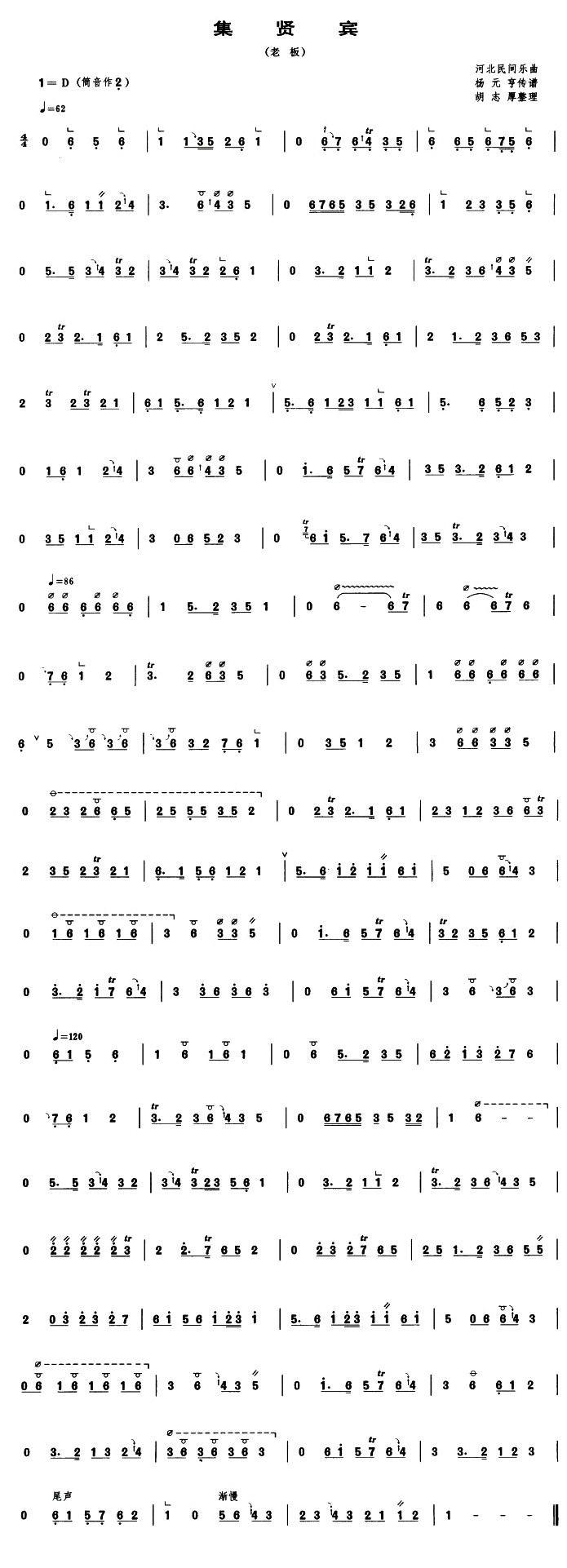 集贤宾（老板 [管子谱]）其它曲谱（图1）