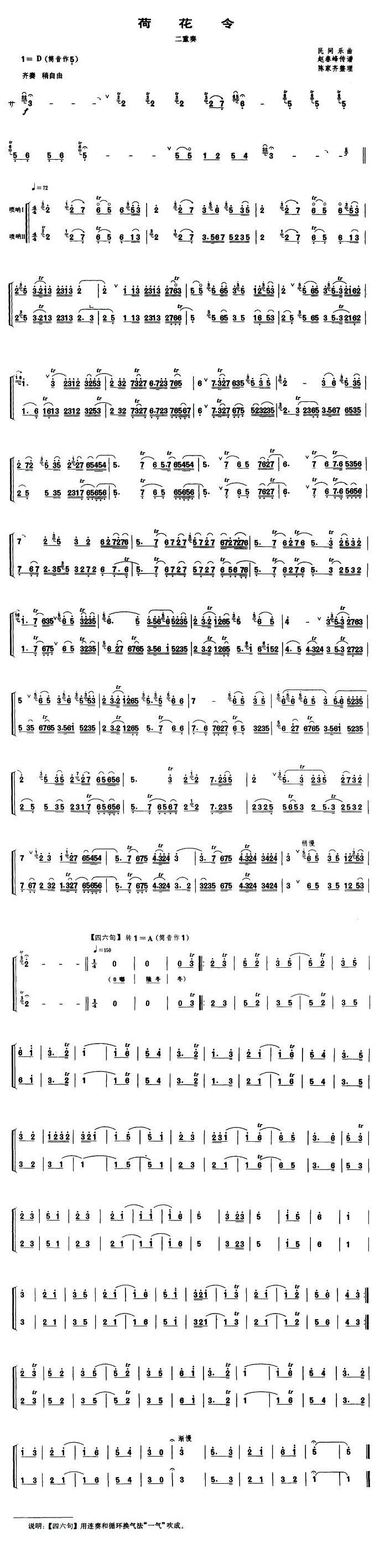 荷花令（唢呐二重奏）其它曲谱（图1）