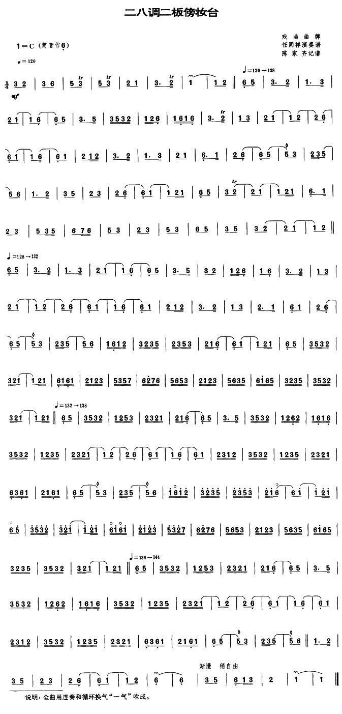 二八调二板傍收台（唢呐谱）其它曲谱（图1）