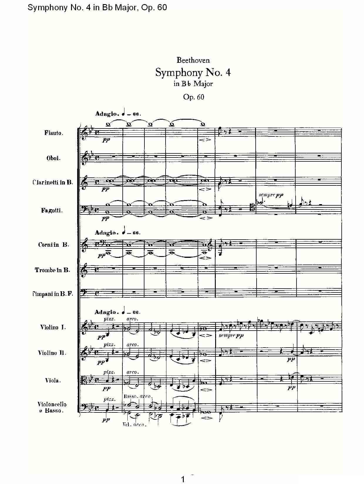 bB大调第四交响曲 Op.60第一乐章其它曲谱（图1）