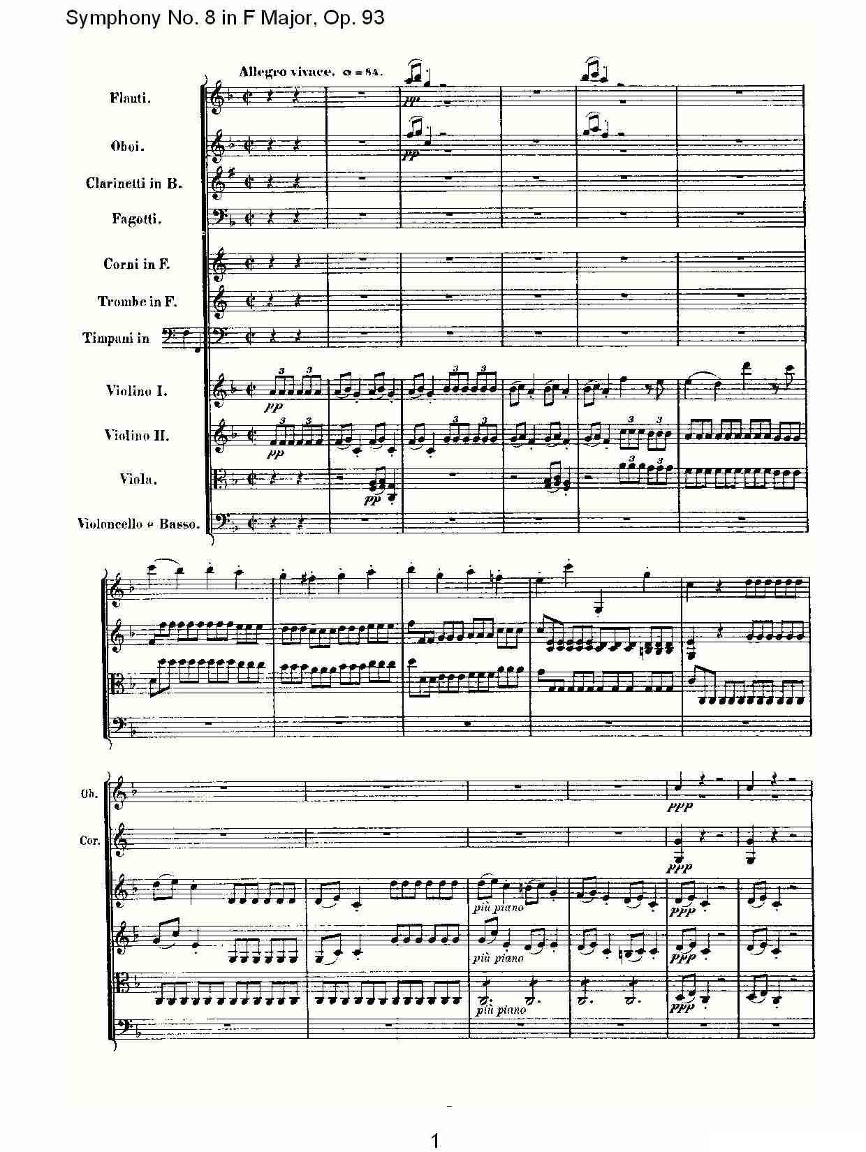 F大调第八交响曲 Op.93第四乐章其它曲谱（图1）
