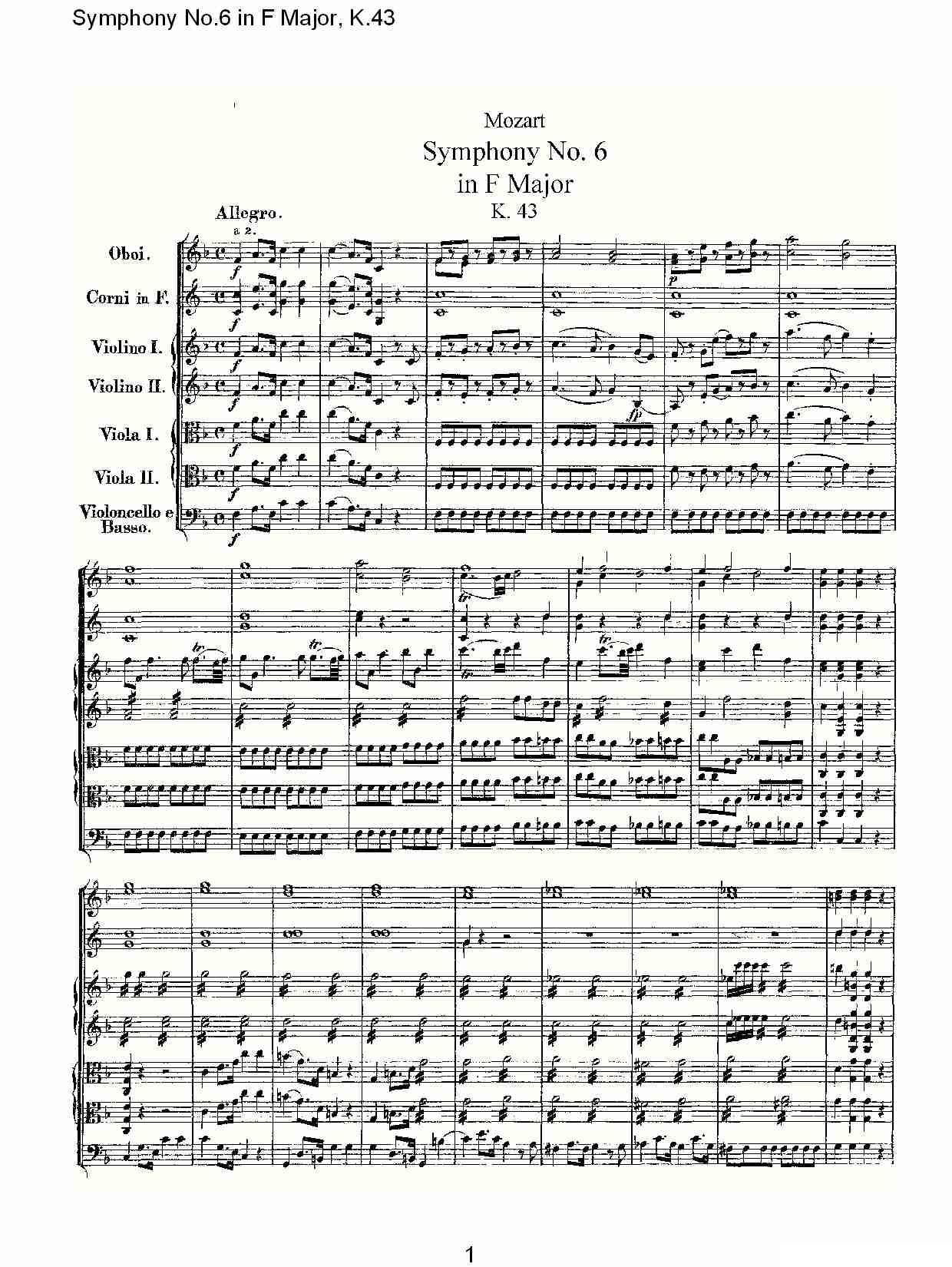 Symphony No.6 in F Major, K.43（F大调第六交响曲K.43）其它曲谱（图1）