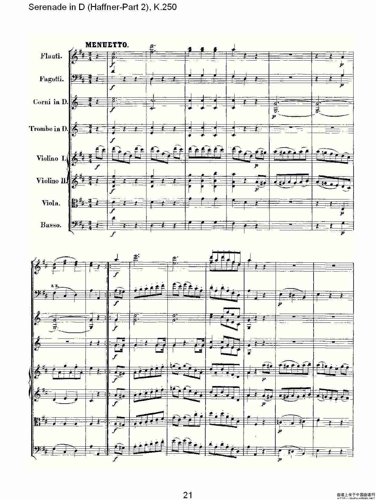 Serenade in D（Haffner-Part 2), K.250    D调小夜）其它曲谱（图1）