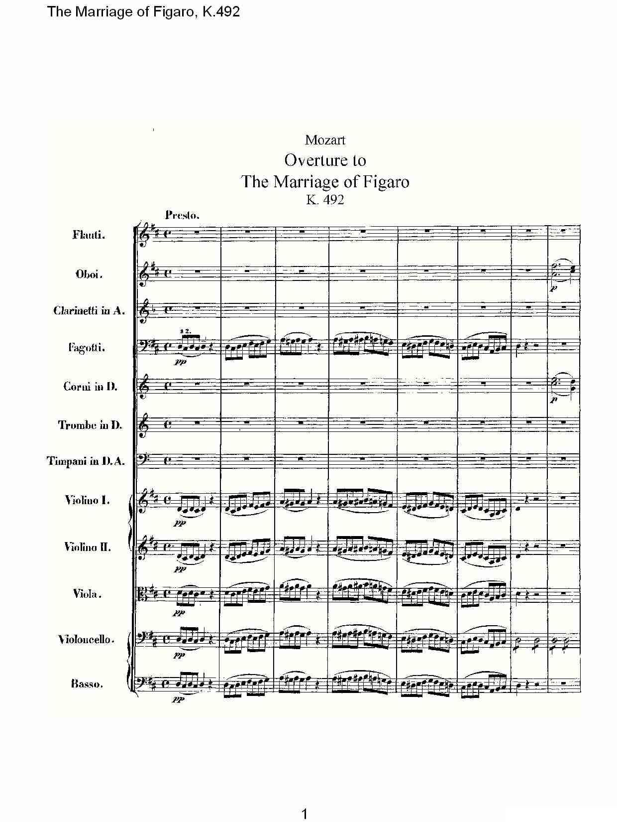 The Marriage of Figaro, K.492其它曲谱（图1）