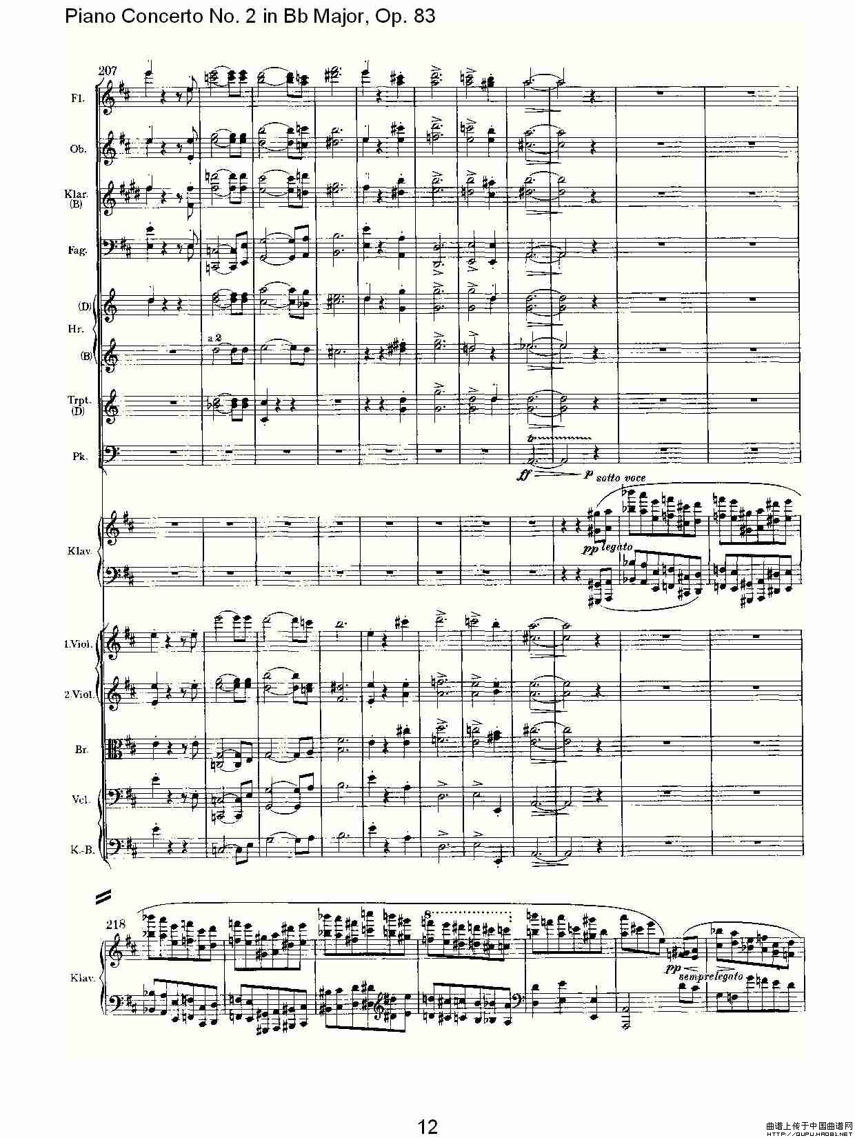 Bb大调钢琴第二协奏曲, Op.83第二乐章其它曲谱（图7）