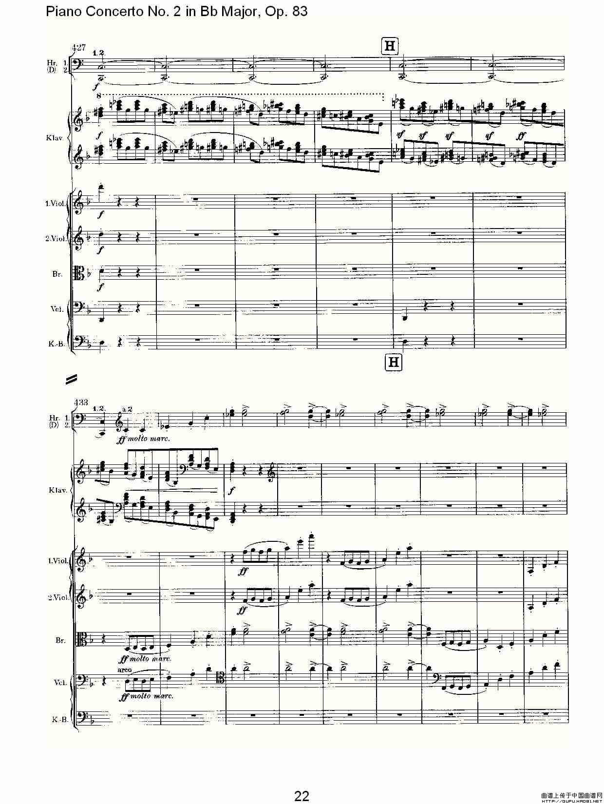 Bb大调钢琴第二协奏曲, Op.83第二乐章其它曲谱（图12）