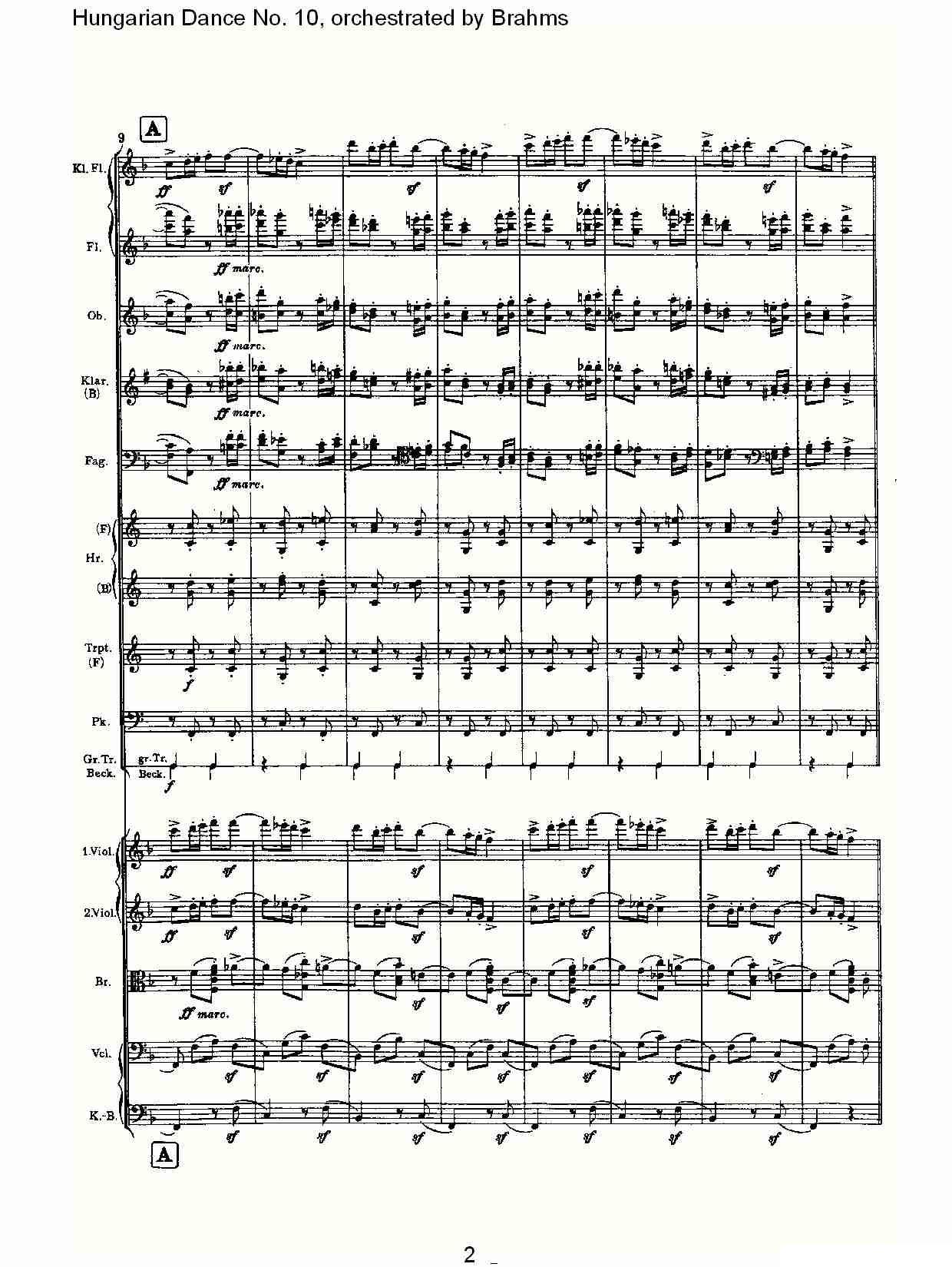 第十匈牙利舞曲 勃拉姆斯管弦乐曲式其它曲谱（图2）
