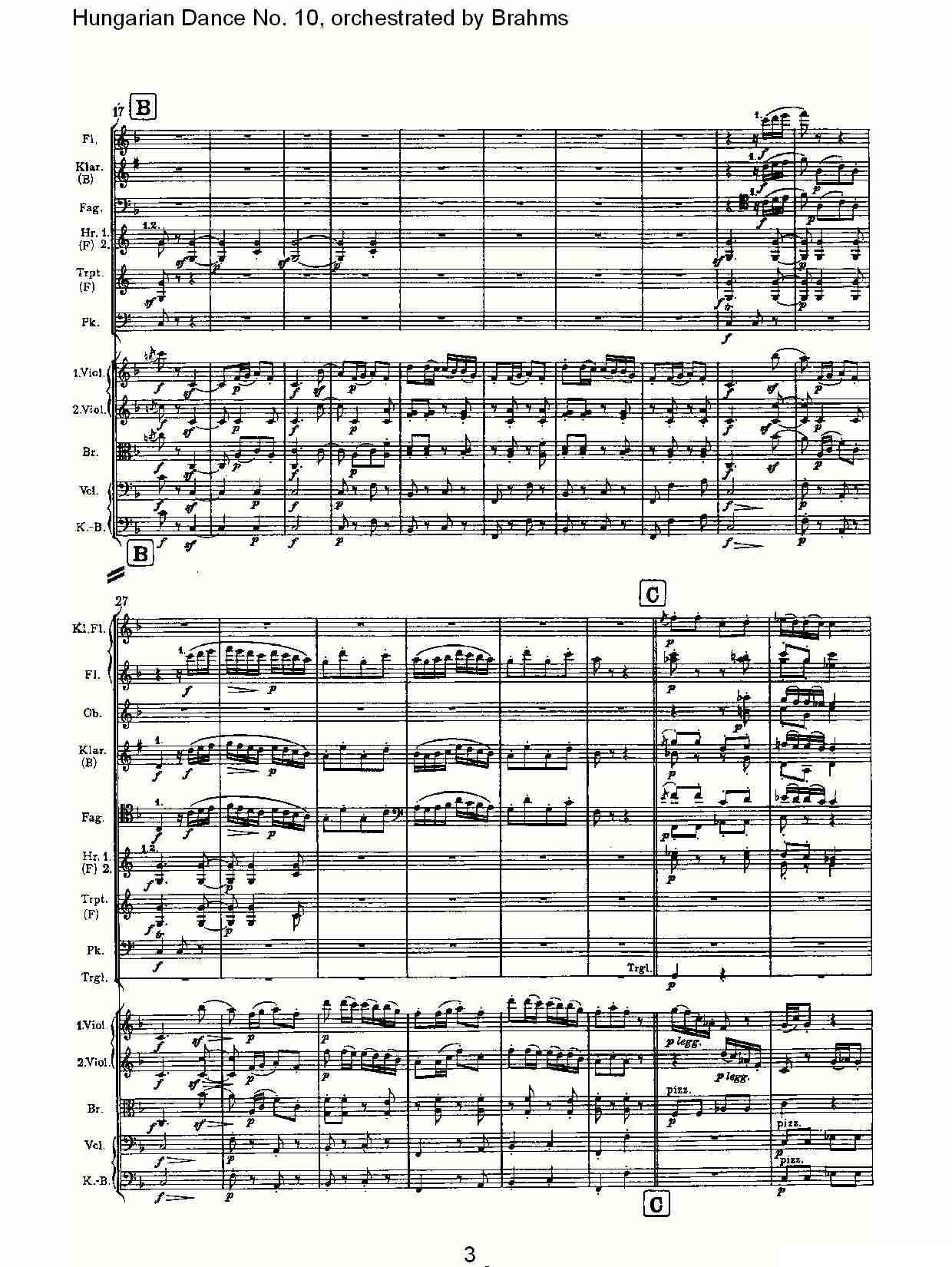 第十匈牙利舞曲 勃拉姆斯管弦乐曲式其它曲谱（图3）