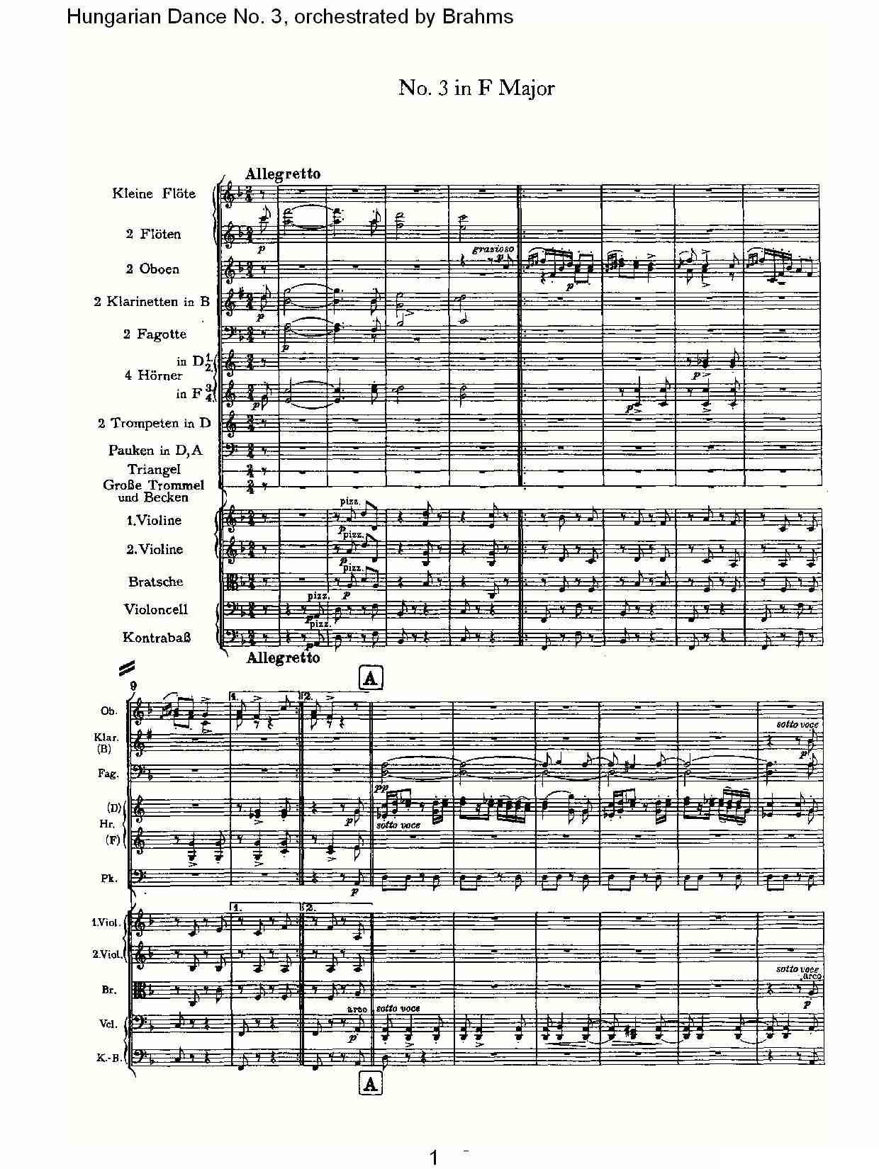 第三匈牙利舞曲 勃拉姆斯管弦乐曲式其它曲谱（图1）