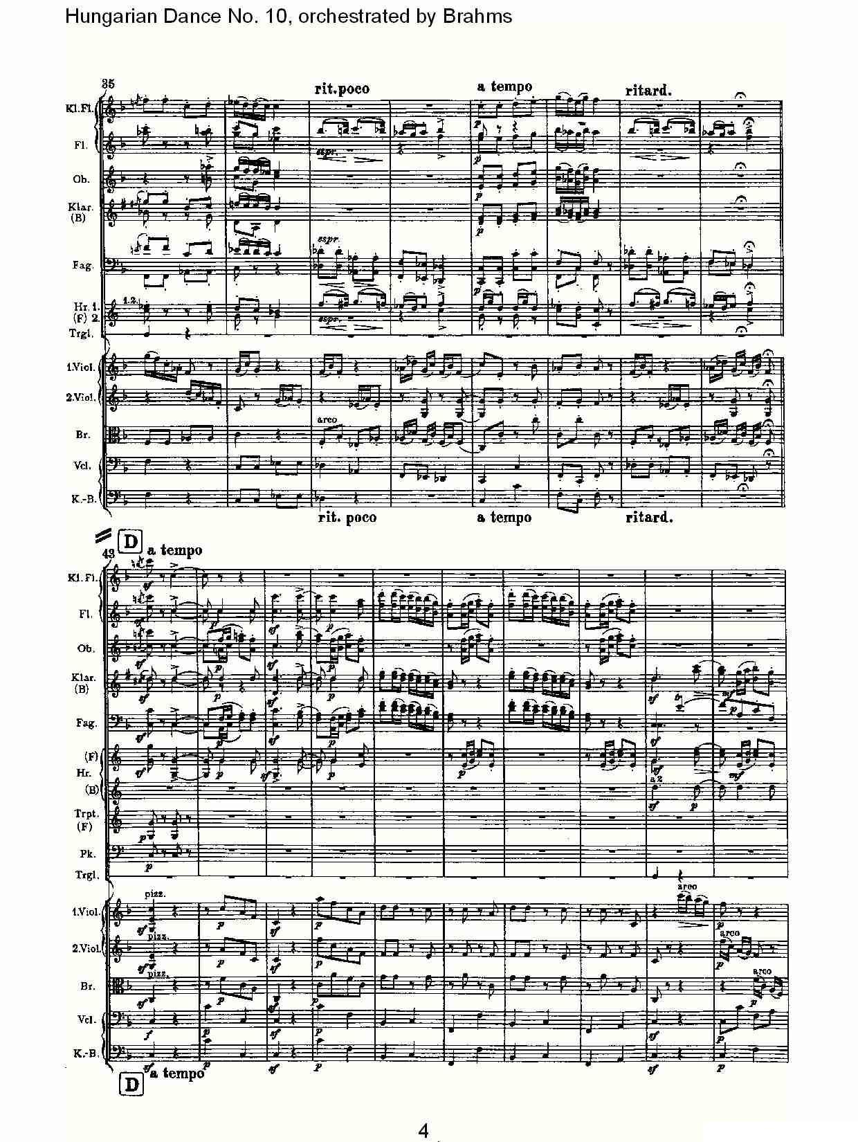 第十匈牙利舞曲 勃拉姆斯管弦乐曲式其它曲谱（图4）